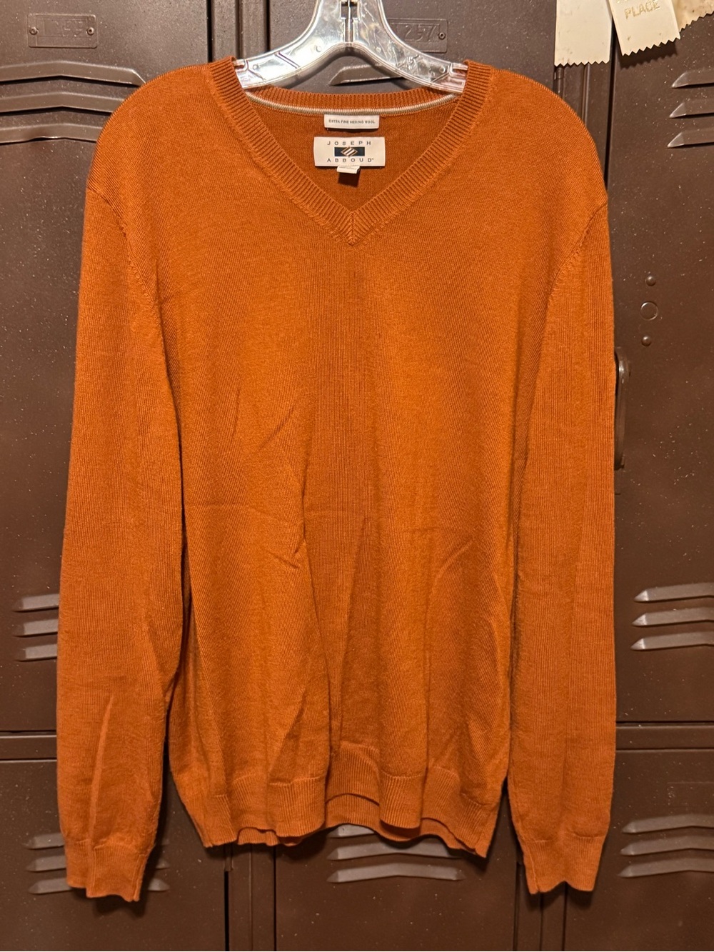 Joseph Abboud 100% Wool V-Neck Sweater in Rust